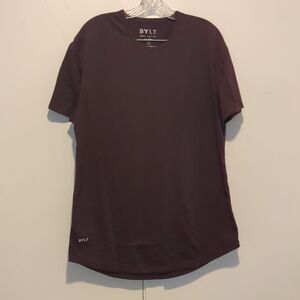 2 BYLT Blend Short Sleeve Drop Cut Shirts Sz L Plum & Navy Tees T-Shirt